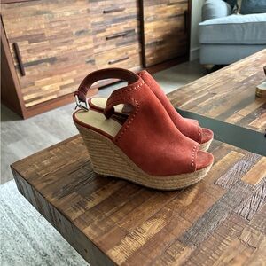Marc Fisher Rust Wedge Sandals with Slingback